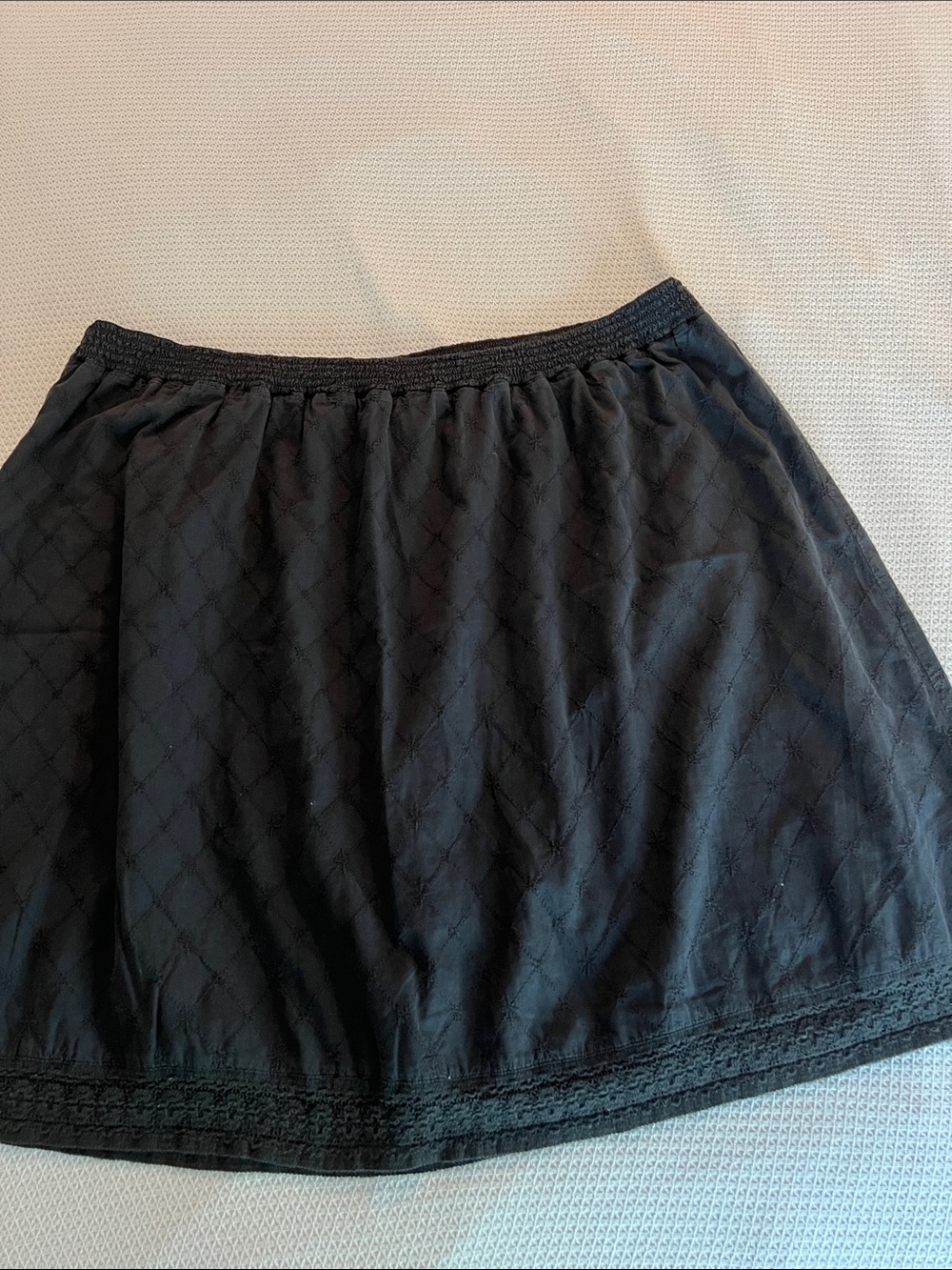 Style & Co. embroidered Black Cotton lined A-Line Skirt